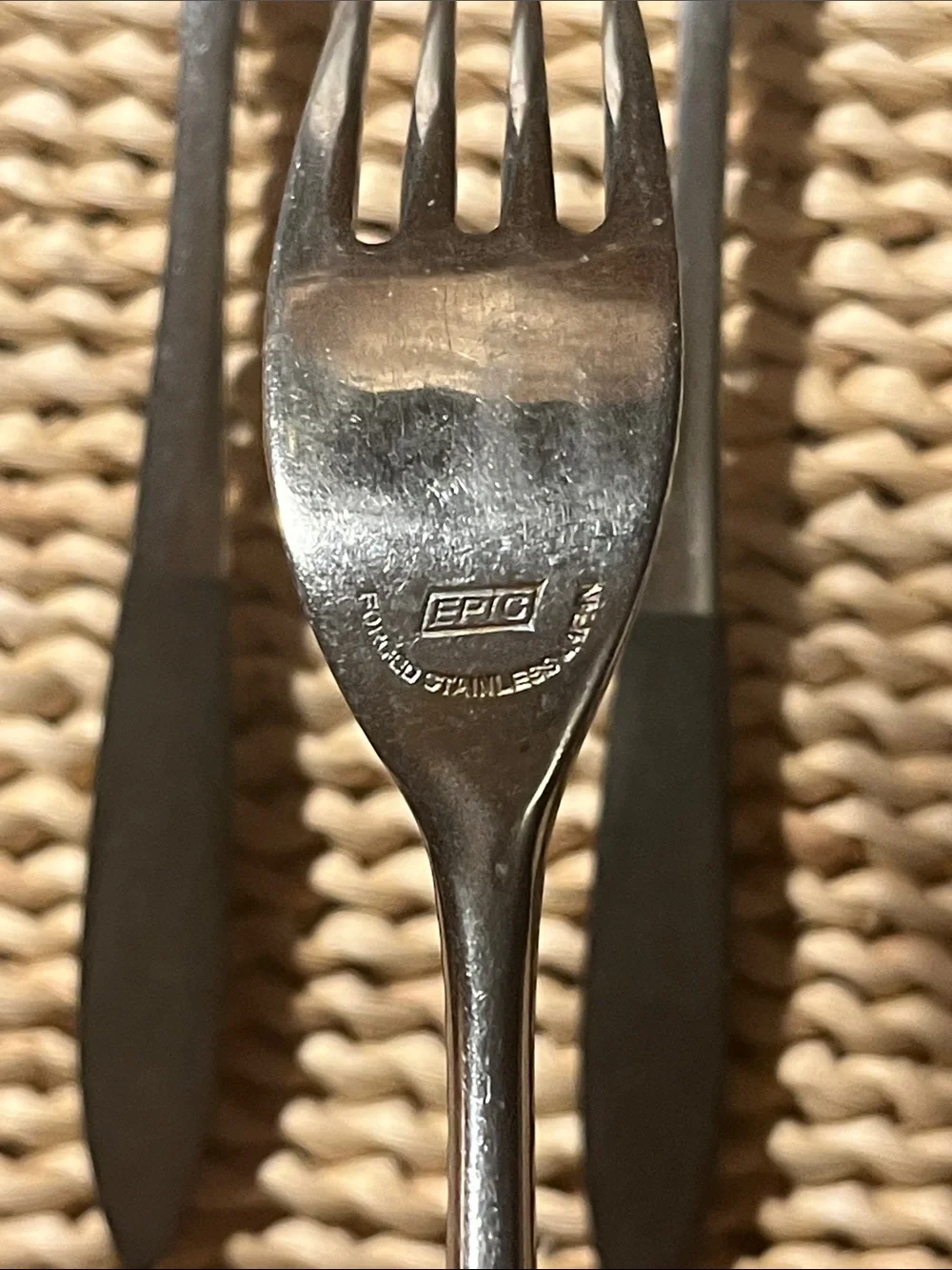 MCM Epic Forged Stainless Small Large Forks with Black Handles - Set of 4 Vtg